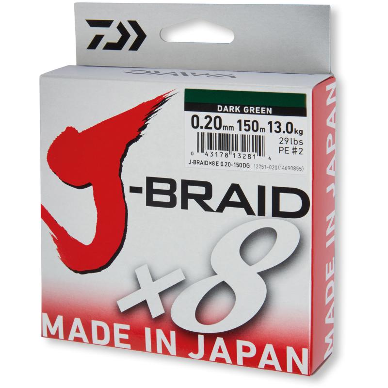 Daiwa J-Braid X8 dark green 0.16mm 9.0kg 300m