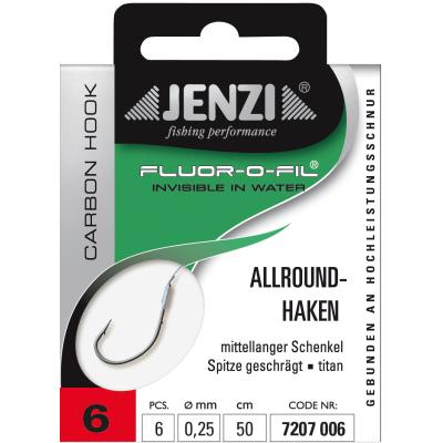 JENZI Allroundhaken Gebunden an Fluor Carbon Gr.6 0,25mm 50cm