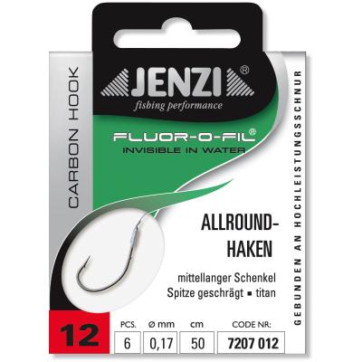 JENZI Allroundhaken Gebunden an Fluor Carbon Gr.12 0,17mm 50cm