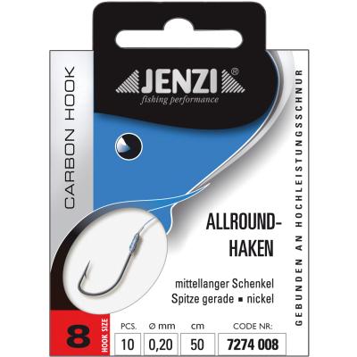 JENZI Allroundhaken Gebunden Farbe Nickel Gr.8 0,20mm 50cm